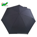 Custom Logo 3 Fold travel black pongee waterproof auto open and closed fiberglass windproof umbrella